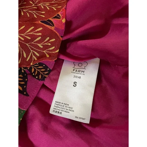 Farm Rio Tropical Tapestry Long-Sleeve Tiered Mini Dress Boho Small - Picture 7 of 13